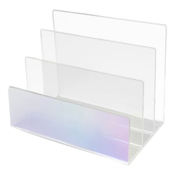 Realspace® Opaline Acrylic Letter Sorter, 5-11/16"H x 6-7/8"W x 3-15/16"D, Clear/Iridescent