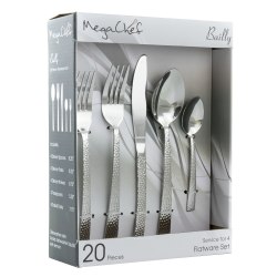 MegaChef Baily 20-Piece Stainless-Steel Flatware Set, Silver