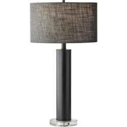 Adesso® Ezra Table Lamp, 25-1/2"H, Dark Gray Shade/Matte Black Base