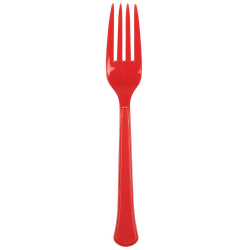 JAM PAPER Premium Utensils Party Pack, Plastic Forks, Red, 48 Disposable Forks/Pack