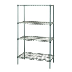 Quantum Proform Wire Shelving, 18" x 48" x 74", Green, Set Of 4 Shelves