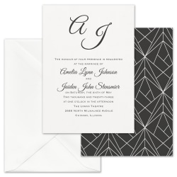 Custom Shaped Wedding & Event Invitations With Envelopes, 5" x 7", Initial Romance, Box Of 25 Invitations/Envelopes