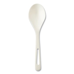 World Centric® TPLA Cutlery, Soup Spoon, 6", White, Carton Of 1,000 Pieces