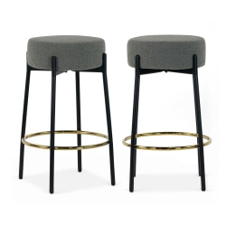 Glamour Home Avner Boucle Fabric Counter Height Stools, Gray, Set Of 2 Stools