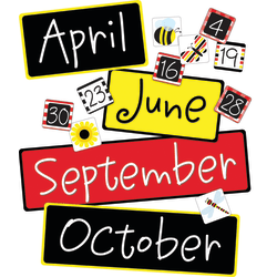 Barker Creek Calendar Month And Number Set, 9" x 12", Buffalo Plaid And Wide Stripes, Pre-K - College