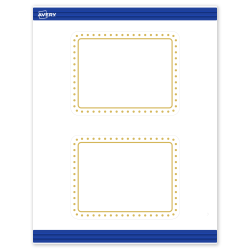 Avery® Print-To-The-Edge Postcards With Sure Feed® Technology, S00-DJ0-PRMWC10, Rectangle Rounded Corners, 4-1/4" x 5-1/2", Matte White, Preprinted Gold Border with Gold Dots Design, Pack Of 20
