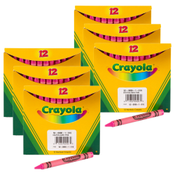 Crayola Bulk Crayons, Regular Size, Carnation Pink, 12 Per Pack, Set Of 6 Packs