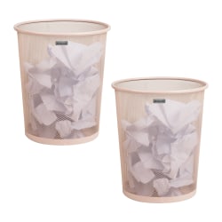 Mind Reader Metal Mesh Trash Cans, 4.4 Gallon, 13-3/4"H x 11-1/2"W x 11-1/2"D, Pink, Pack Of 2 Cans