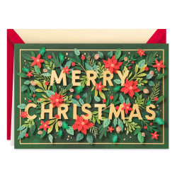 Hallmark Signature Christmas Card (Merry Christmas Poinsettias and Holly)