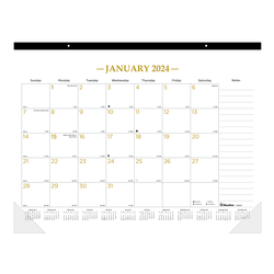 2024 Blueline® Monthly Desk Pad Calendar, 22" x 17", Classic Gold, January To December 2024 , C199003
