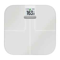 Garmin Index 400-Lb Capacity Smart Glass Bathroom Scale, 010-02294-03, 12.2" x 12.6", White