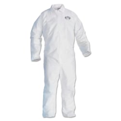 Kimberly-Clark® Professional KleenGuard A20 Microforce™ Particle Protection Coveralls, No Elastic, Zipper, Large, White, Pack Of 24 Coveralls