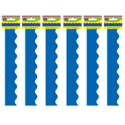Teacher Created Resources Scalloped Border Trim Packs, 35’, Blue, Set Of 6 Packs