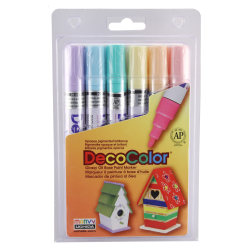 Marvy Uchida DecoColor Paint Markers, Set Of 6 Markers, Broad Tip, Set B, Assorted Colors