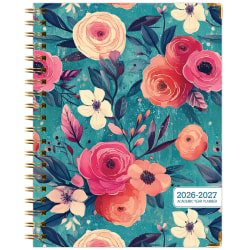 2026-2027 Excello Brands 14-Month Academic Year Hardcover Weekly/Monthly Fashion Planner, 8-1/2" x 11", Teal Floral, May To June, Total Qty 1