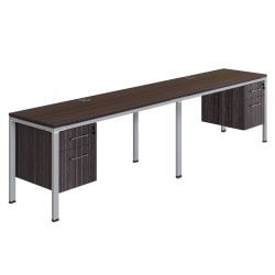 Boss Office Products Simple System Double Desk, Side by Side with 2 Pedestals, 30"H x 48"W x 29-1/2"D, Driftwood