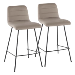 LumiSource Marco Faux Leather Counter Stools, Dark Gray/Black, Set Of 2 Stools