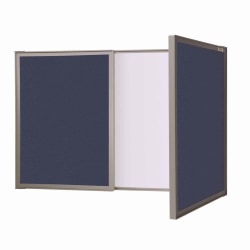 Ghent VisuALL PC Fabric Non-Magnetic Bulletin Board, 24" x 36", Blue, Satin Aluminum Frame