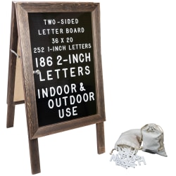 Excello Double-Sided A-Frame Indoor/Outdoor Felt Letter Board, 36"H x 20"W x 4-1/2"D, Brown