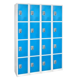 Alpine AdirOffice 4-Tier Steel Lockers, 72"H x 12"W x 12"D, Blue, Pack Of 4 Lockers