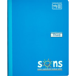 SONS System Third Notebooks, 9-3/4" x 7-1/2", 1 Subject, Primary Rule, 200 Sheets, Blue