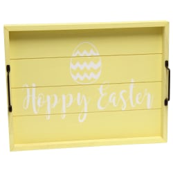 Elegant Designs Decorative Serving Tray, 2-1/4"H x 12"W x 15-1/2"D, Yellow Wash Hoppy Easter