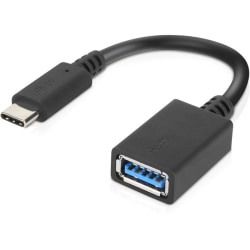 Lenovo USB-C to USB-A Adapter - 5.51" USB Data Transfer Cable - First End: 1 x USB 3.0 Type A - Female - Second End: 1 x USB 3.0 Type C - Male - 5 Gbit/s - Black