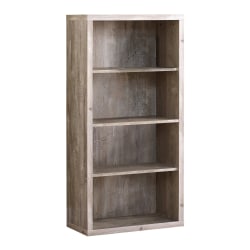 Monarch Specialties 48"H 4-Shelf Adjustable Bookcase, Taupe Woodgrain