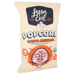 LesserEvil Organic Popcorn, White Cheddar, 4.6 Oz, Total Qty 12