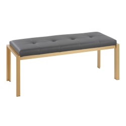 LumiSource Fuji Contemporary Faux Leather Bench, Gray/Gold