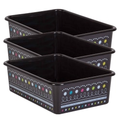 Teacher Created Resources Large Plastic Storage Bins, 5"H x 11-1/2"W x 16-1/4"D, Chalkboard Bright, Pack Of 3 Bins