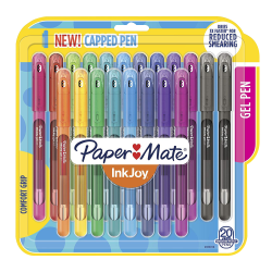 Paper Mate® Inkjoy Gel 600ST Stick Pens, Medium Point, 0.7 mm, Assorted Ink Colors, Pack Of 20