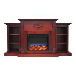 Cambridge® Sanoma Electric Fireplace With Built-In Bookshelves And Multicolor LED Flame Display, Cherry