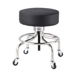 Alpine VivaComfort Height-Adjustable Exam Stool With Circular Foot Ring, Black/Silver