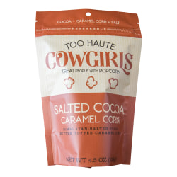 Too Haute Cowgirls Salted Cocoa Caramel Corn Popcorn, 4.5 Oz, Case Of 12 Bags