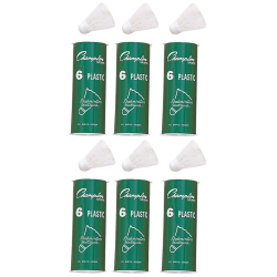 Champion Sports Plastic Indoor Shuttlecocks, 2-1/2", White, 6 Shuttlecocks Per Pack, Set Of 6 Packs