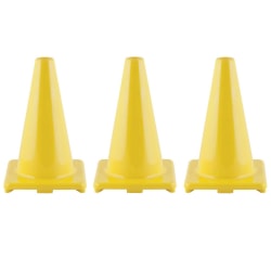 Champion Sports Hi-Visibility Flexible Vinyl Cones, 8" x 12", Yellow, Pack Of 3 Cones