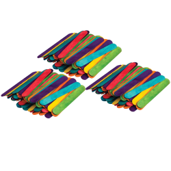 Teacher Created Resources STEM Basics Jumbo Wood Craft Sticks, 6" x 3/4", Assorted Colors, 200 Sticks Per Pack, Case Of 3 Packs