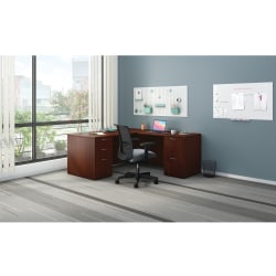 HON® Mod 66"W L-Station Computer Desk With Double-Pedestal, Traditional Mahogany