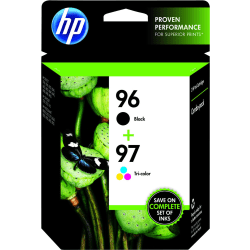 HP 96/97 Black And Tri-Color Ink Cartridges, Pack Of 2, C9353FN