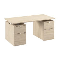 Stratus 60W x 30D Electric Height Adjustable Standing Desk with Drawers, Natural Elm, Standard Delivery