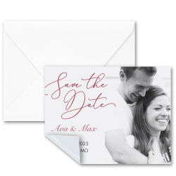 Custom Full-Color Save The Date Magnets With Envelopes, 5-1/2" x 4-1/4", Romantic Script, Box Of 25