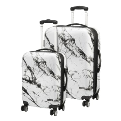 Overland Geoffrey Beene Deep Marble 2-Piece Hardside Luggage Set, Black/White