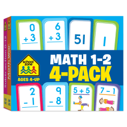 School Zone Publishing Math 1-2 Flash Card, 4-Pack