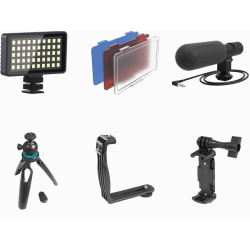 Bower Smart Photo Vlogger Kit w/ LED, Mic & Remote - Plastic, Aluminum, Metal, Nylon - Black