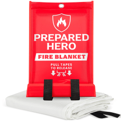 Prepared Hero Reusable Emergency Fire Blanket, 8" x 1-3/4" x 12", Red
