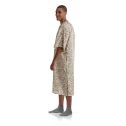 Medline Royale Print Deluxe Cut IV Patient Gowns, Royale Sage/Beige, Pack Of 12