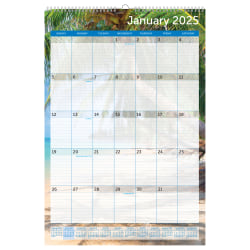 2025 Office Depot® Brand Monthly Wall Calendar, 15" x 22", Paradise, January to December