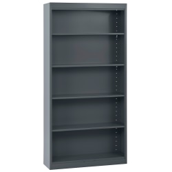 Sandusky 72"H 5-Shelf Welded Steel Bookcase, Charcoal