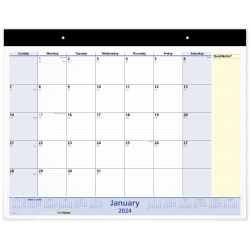 2024-2025 AT-A-GLANCE® QuickNotes 13-Month Monthly Desk Pad Calendar, 22" x 17", January 2024 To January 2025, SK70000